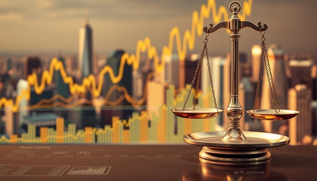 A detailed and captivating image of "gold silver ratio trading" for the article section "The Gold-Silver Ratio as a Trading Tool (350 words)": A detailed chart displaying the dynamic gold-silver ratio against a backdrop of financial graphs and data analytics. In the foreground, a metal scale symbolizes the balance between the precious metals, with the numbers and lines rendered in a sleek, modern style. The midground features a 3D visualization of historical ratio trends, represented by undulating lines and graphs that convey the complexities of this trading relationship. In the background, a cityscape of skyscrapers and financial institutions reflects the global nature of this market, all bathed in a warm, golden light that imbues the scene with a sense of wealth and prosperity. A detailed and captivating image of "gold silver ratio trading" for the article section "The Gold-Silver Ratio as a Trading Tool (350 words)": A detailed chart displaying the dynamic gold-silver ratio against a backdrop of financial graphs and data analytics. In the foreground, a metal scale symbolizes the balance between the precious metals, with the numbers and lines rendered in a sleek, modern style. The midground features a 3D visualization of historical ratio trends, represented by undulating lines and graphs that convey the complexities of this trading relationship. In the background, a cityscape of skyscrapers and financial institutions reflects the global nature of this market, all bathed in a warm, golden light that imbues the scene with a sense of wealth and prosperity.