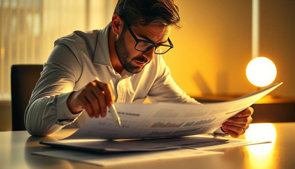 A detailed portrait of a gold advisor meticulously vetting and analyzing financial documents. Dramatic studio lighting illuminates the advisor's focused expression as they carefully examine spreadsheets and reports laid out on a sleek, minimalist desk. The background is blurred, emphasizing the gravity and importance of the task at hand. The advisor's body language conveys a sense of diligence and dedication to ensuring the client's financial well-being. Warm, golden tones throughout the image reinforce the subject matter, while clean, modern design elements suggest professionalism and expertise. A detailed portrait of a gold advisor meticulously vetting and analyzing financial documents. Dramatic studio lighting illuminates the advisor's focused expression as they carefully examine spreadsheets and reports laid out on a sleek, minimalist desk. The background is blurred, emphasizing the gravity and importance of the task at hand. The advisor's body language conveys a sense of diligence and dedication to ensuring the client's financial well-being. Warm, golden tones throughout the image reinforce the subject matter, while clean, modern design elements suggest professionalism and expertise.