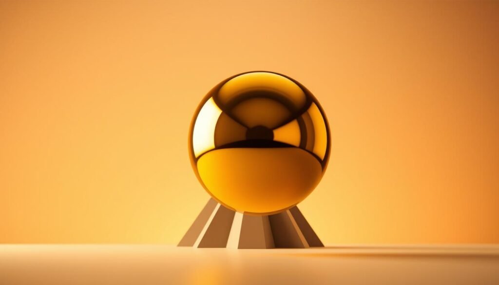 A gleaming, golden sphere levitates against a serene, minimalist background, illuminated by warm, diffused lighting. The reflective surface of the orb captures the viewer's gaze, conveying a sense of wealth, stability, and timelessness. In the midground, a geometric, architectural structure in muted tones provides a complementary contrast, suggesting the role of gold as a foundational asset within a diversified portfolio. The overall composition exudes a sense of balance, sophistication, and the enduring value of this precious metal as an investment.