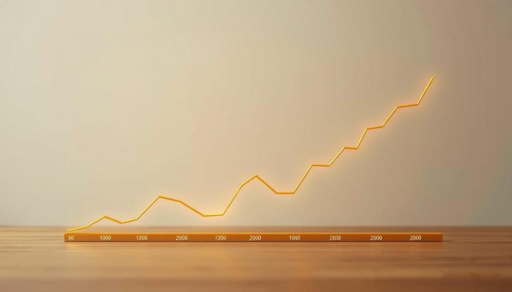 A golden chart representing the correlation between gold prices and equity market performance, captured in a sleek, minimalist design. The foreground features a dynamic line graph with golden hues, charting the fluctuations between the two asset classes over time. The background showcases a subdued, muted gradient, allowing the chart to take center stage. Soft, directional lighting casts a warm, inviting glow, emphasizing the precious metal's allure. The entire composition is captured through a wide-angle lens, creating a sense of balance and harmony, perfectly suited to illustrate the nuanced relationship between gold and equities.