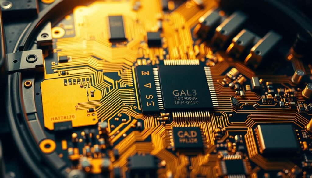 An intricate, close-up view of an Internet of Things device, its internal components bathed in a warm, golden glow. Gleaming gold circuit boards, microchips, and delicate connectors fill the frame, arranged in a visually striking, futuristic composition. Soft, directional lighting casts deep shadows, emphasizing the technological complexity and precision engineering within. The scene exudes a sense of innovation, cutting-edge technology, and the essential role of gold in enabling the IoT revolution. An intricate, close-up view of an Internet of Things device, its internal components bathed in a warm, golden glow. Gleaming gold circuit boards, microchips, and delicate connectors fill the frame, arranged in a visually striking, futuristic composition. Soft, directional lighting casts deep shadows, emphasizing the technological complexity and precision engineering within. The scene exudes a sense of innovation, cutting-edge technology, and the essential role of gold in enabling the IoT revolution.